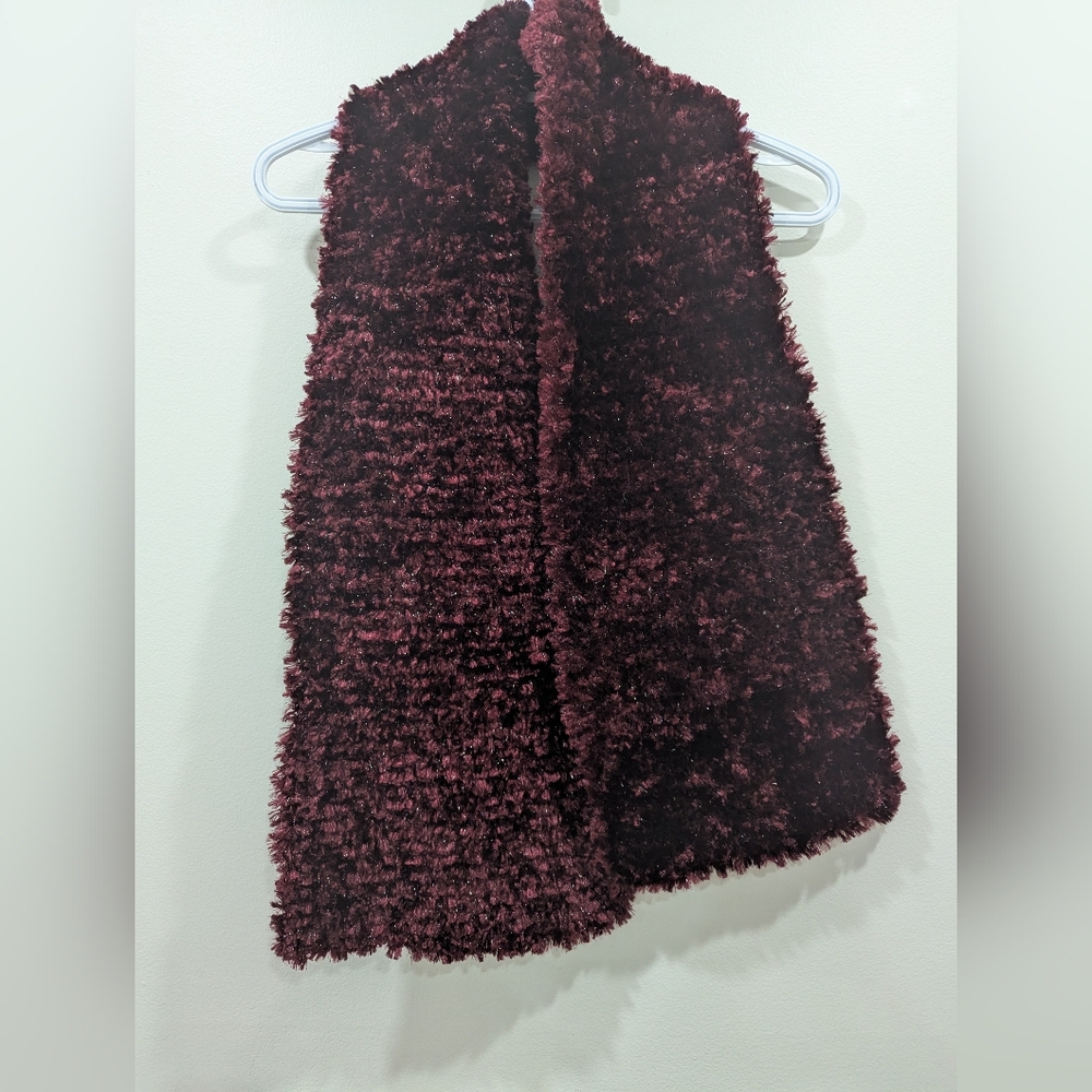 Vintage Plush Burgundy Scarf